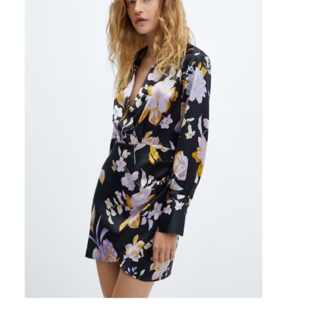 Floral print satin dress